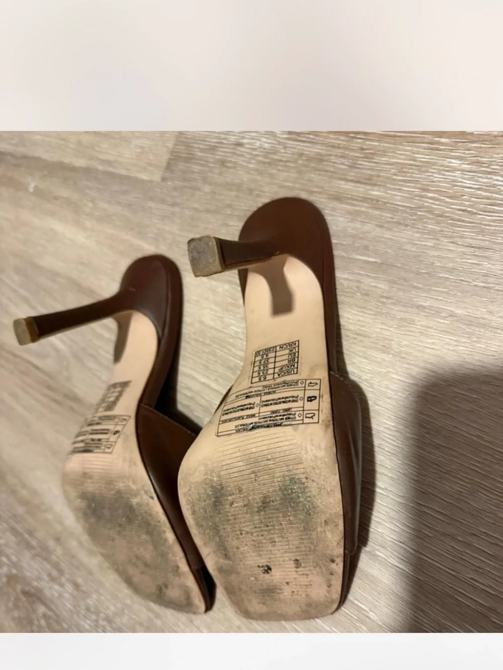 Forever 21 Brown Square-Toe High Heel Slide Sandals